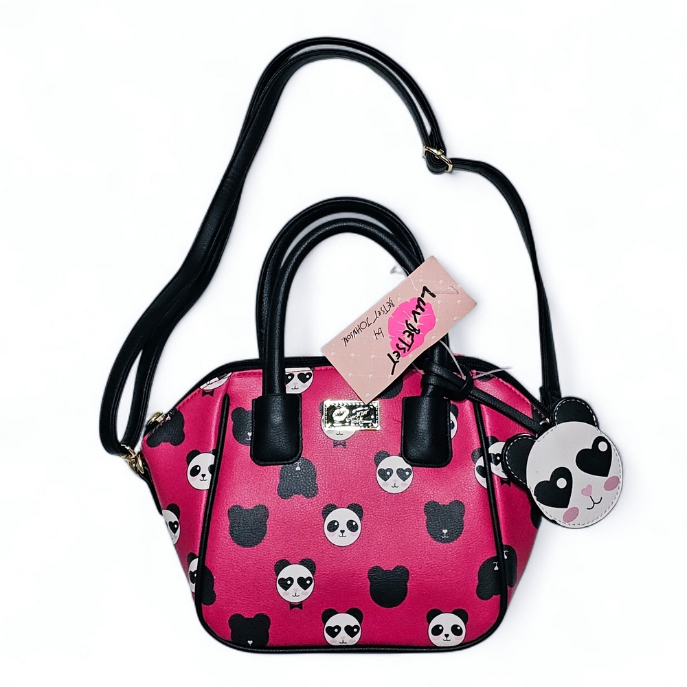 Betsey Johnson Mini Satchel Bag Crossbody Fuchia Pink Panda
